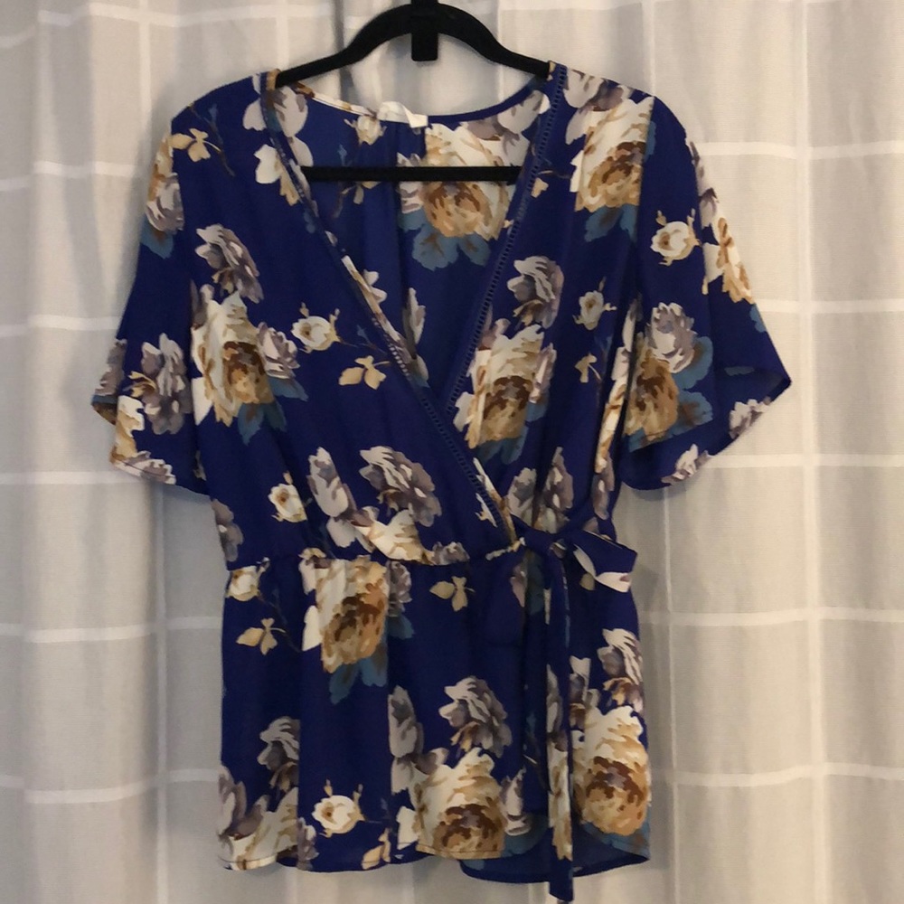 Faux wrap floral top